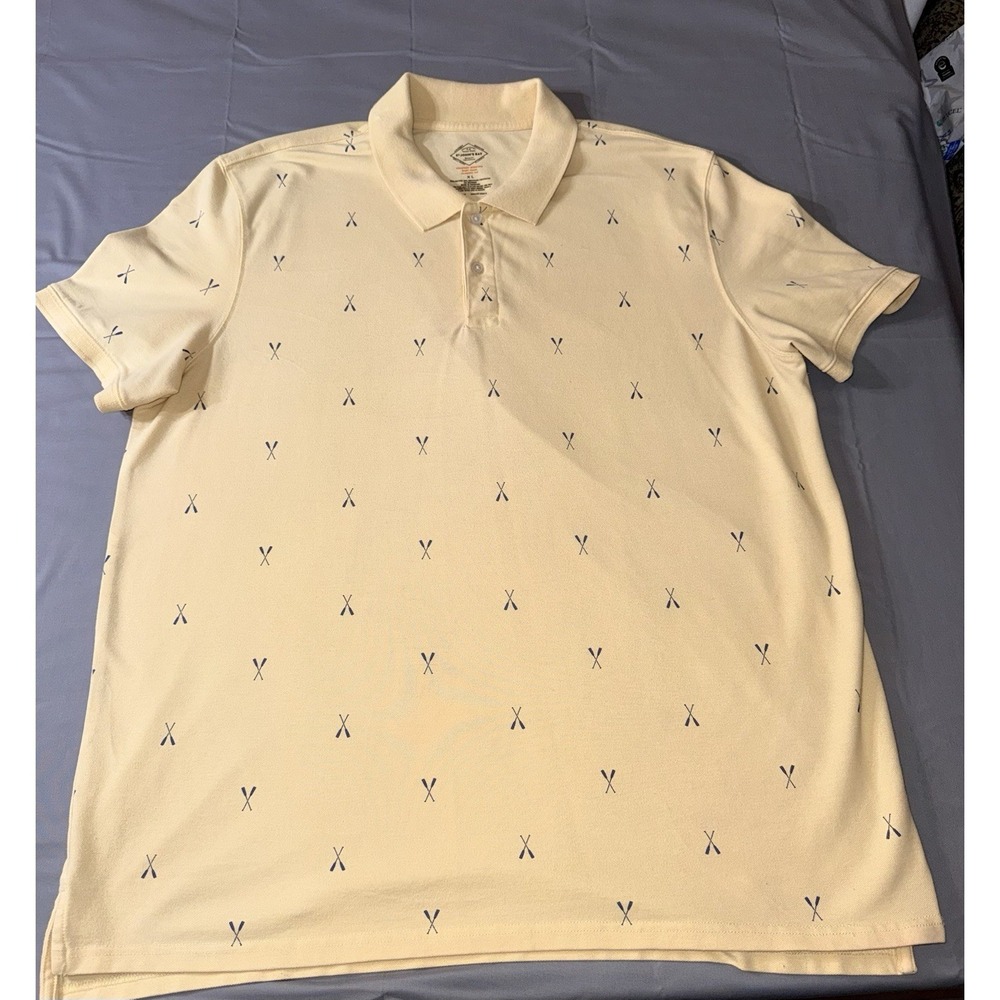 St. John's Bay Yellow Comfort Stretch Mens Short Sleeve Polo Shirt Size XL Oars